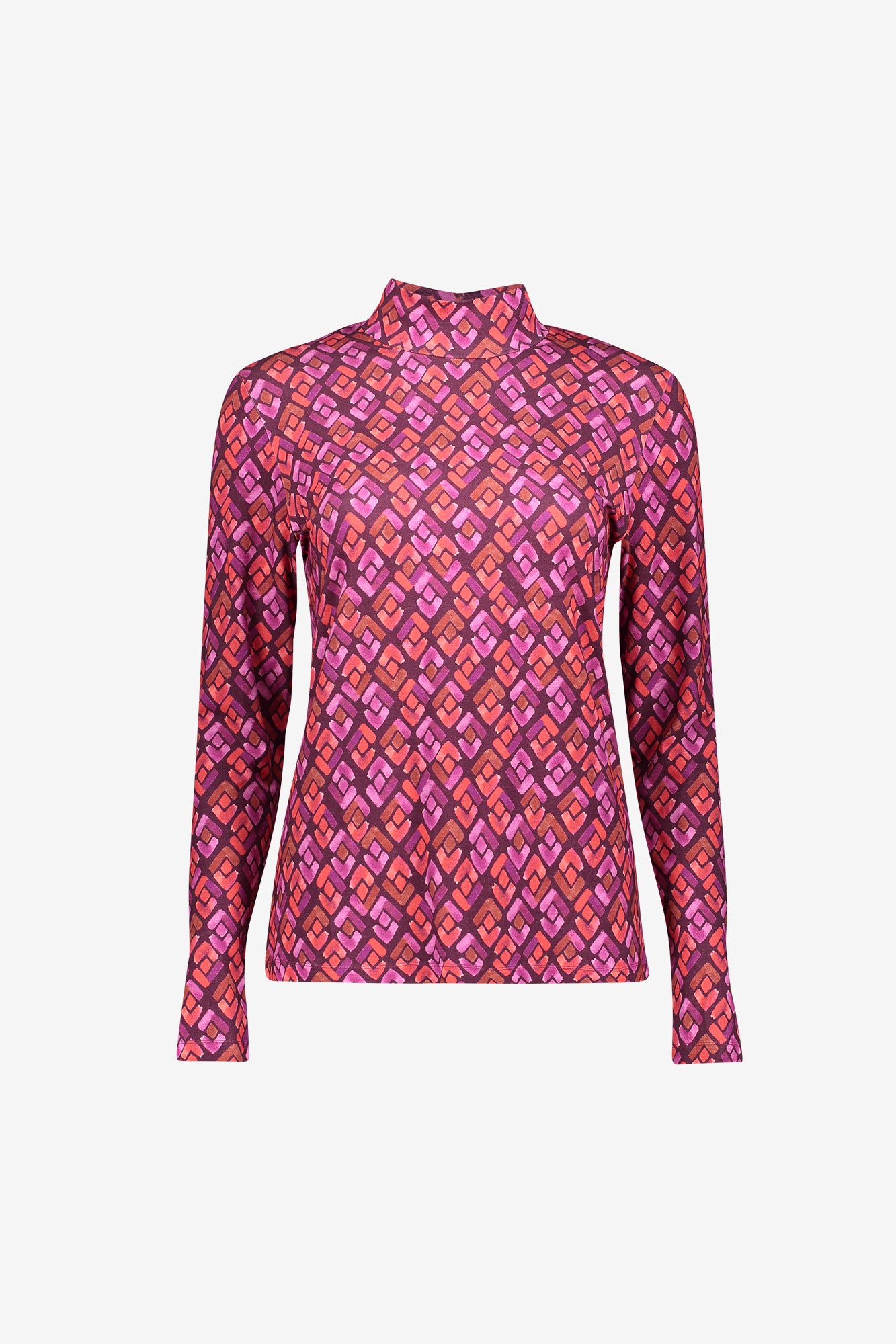 Geisha Top mit grafischem Print und Rollkragen