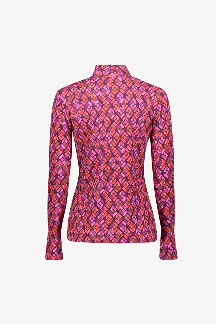 Geisha Top mit grafischem Print und Rollkragen