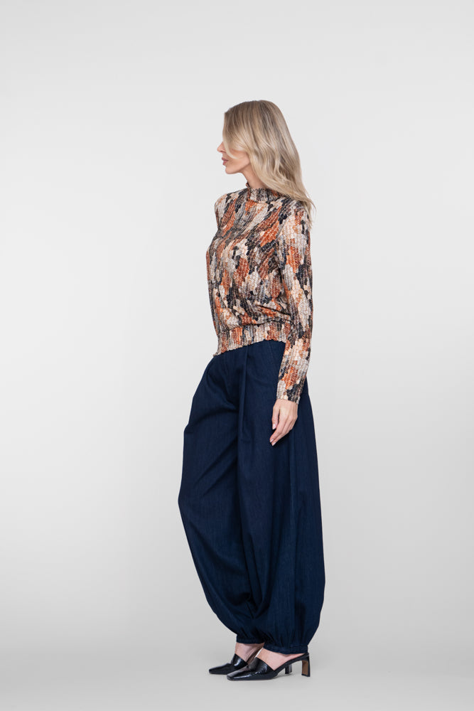 Geisha Top mit grafischem Muster und Smokdetails – Shop de look