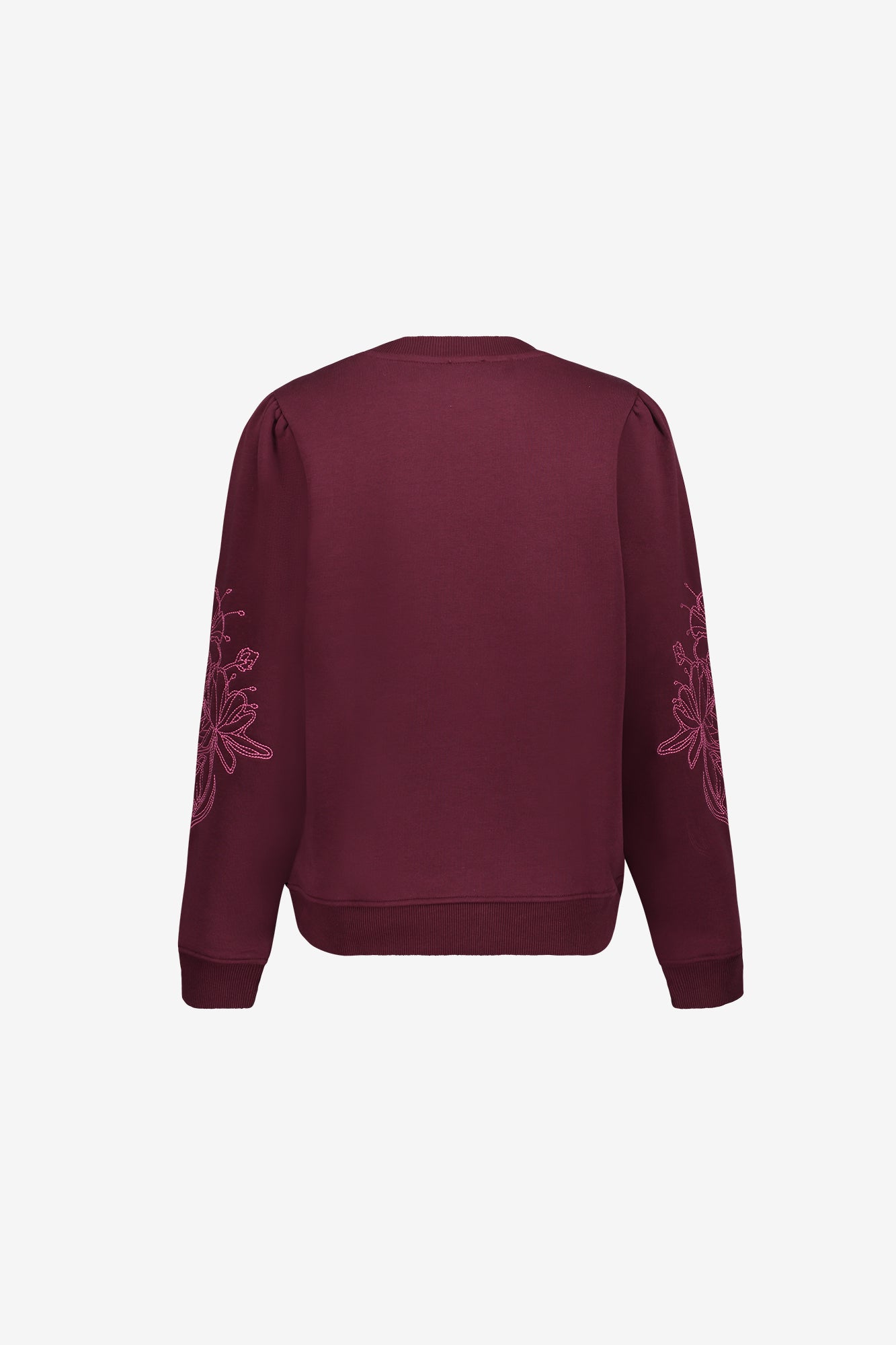 Geisha Burgundy Sweatshirt mit Blumenstickerei an den Ärmeln
