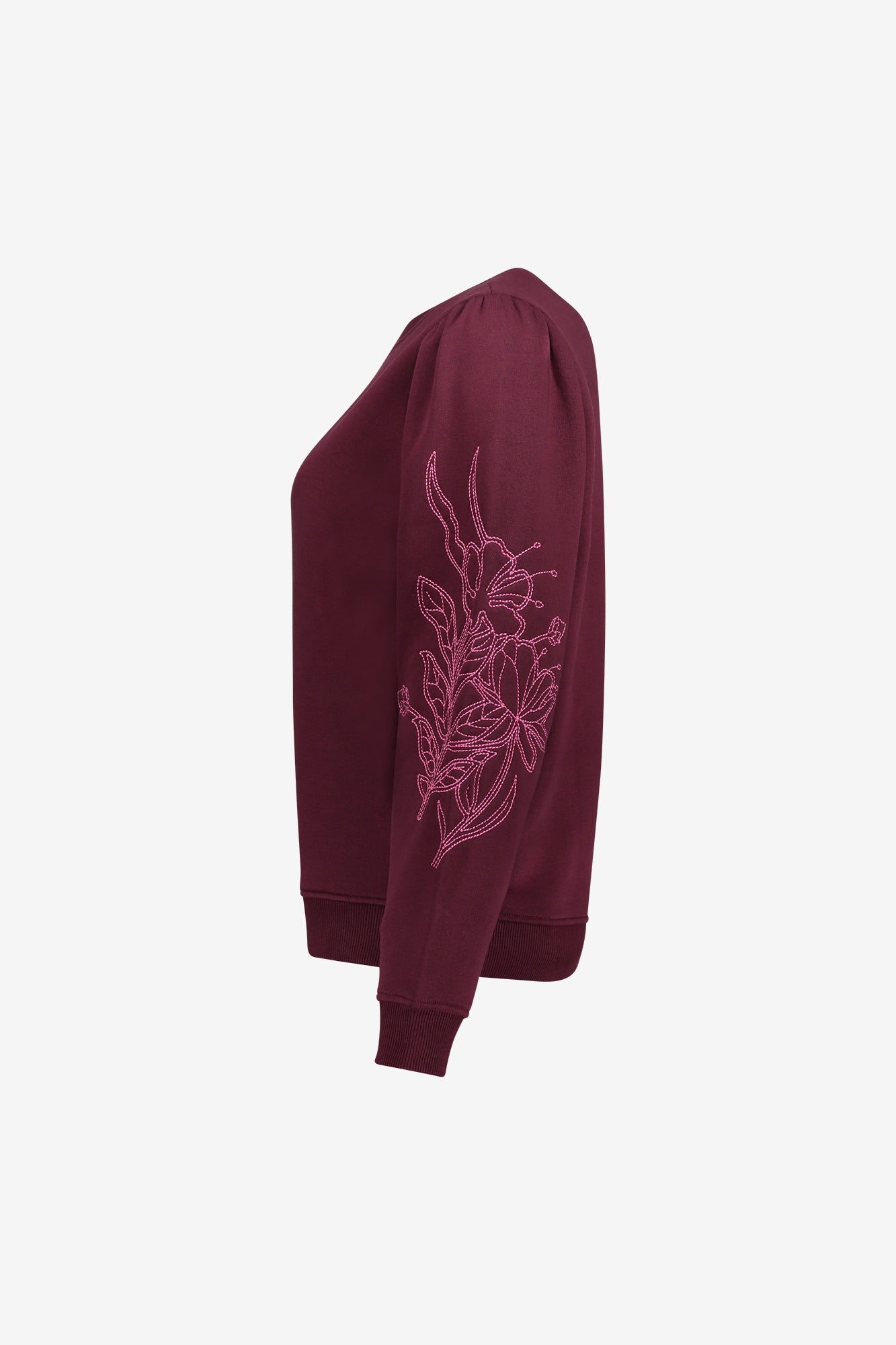 Geisha Burgundy Sweatshirt mit Blumenstickerei an den Ärmeln