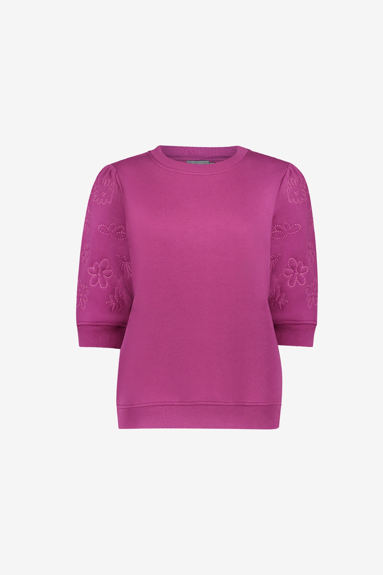 Geisha Sweatshirt mit halblangen Ärmeln und Blumenstickerei