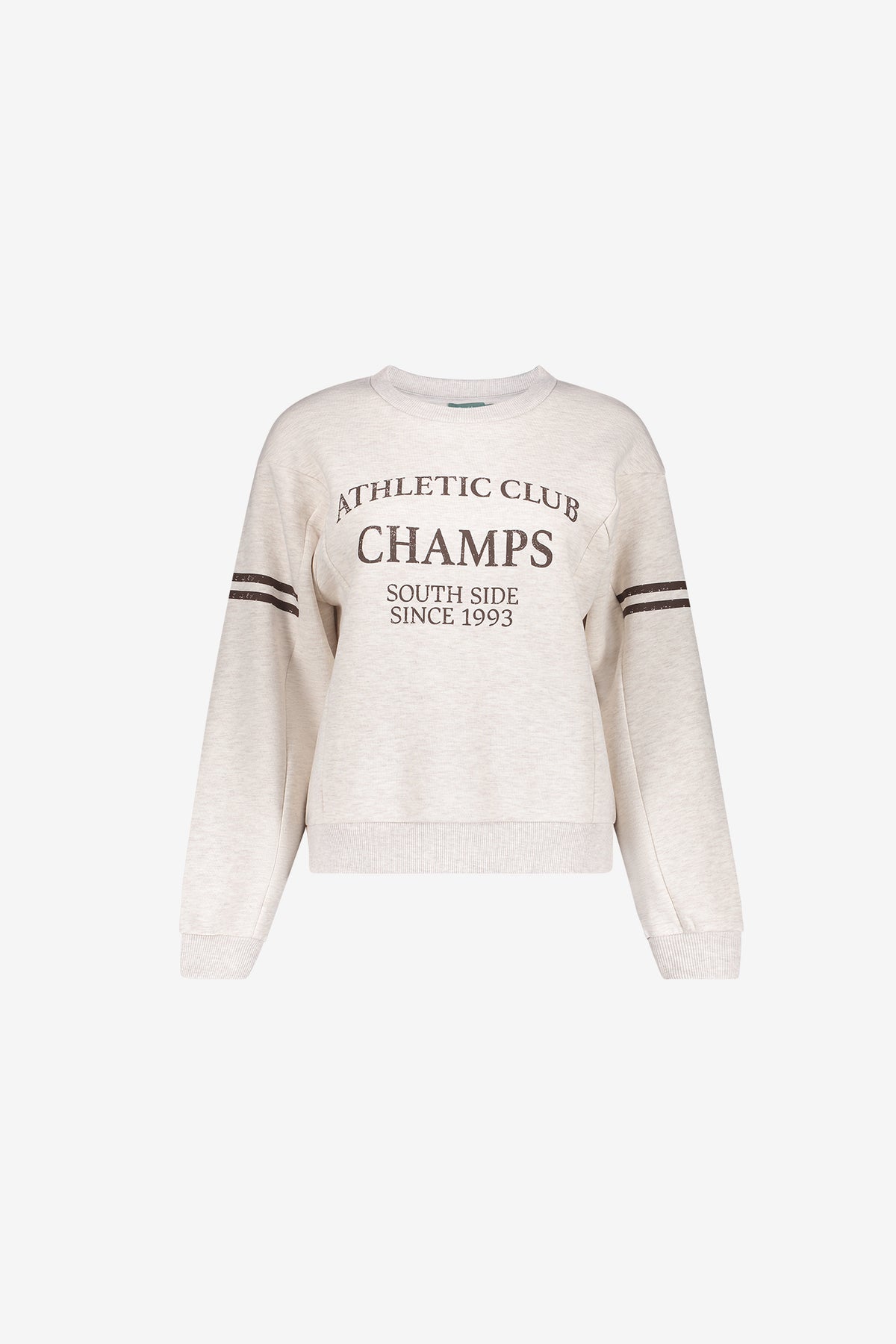 Geisha Sweatshirt in Greige Melange mit sportlichem Print