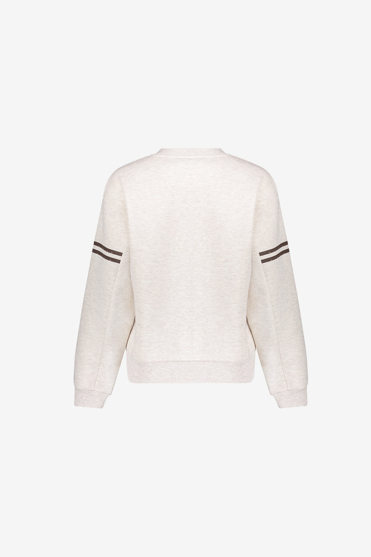 Geisha Sweatshirt in Greige Melange mit sportlichem Print