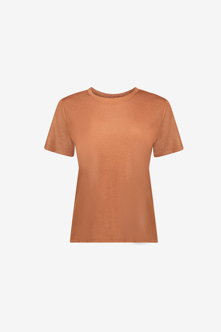 Geisha T-Shirt mit Foil-Print in warmem Camelton