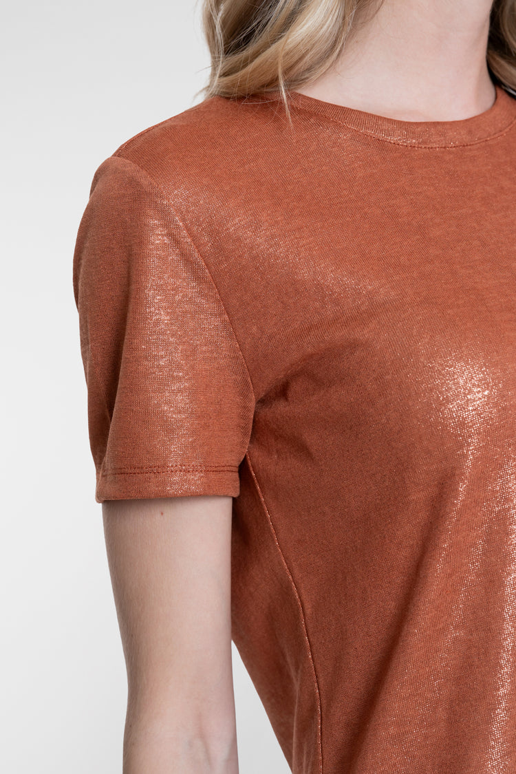 Geisha T-Shirt mit Foil-Print in warmem Camelton