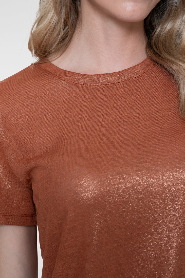 Geisha T-Shirt mit Foil-Print in warmem Camelton
