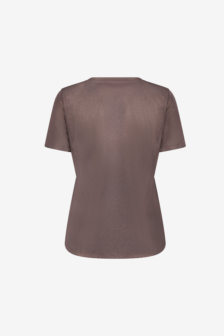 Geisha Jersey T-Shirt mit V-Ausschnitt und dezentem Glanz