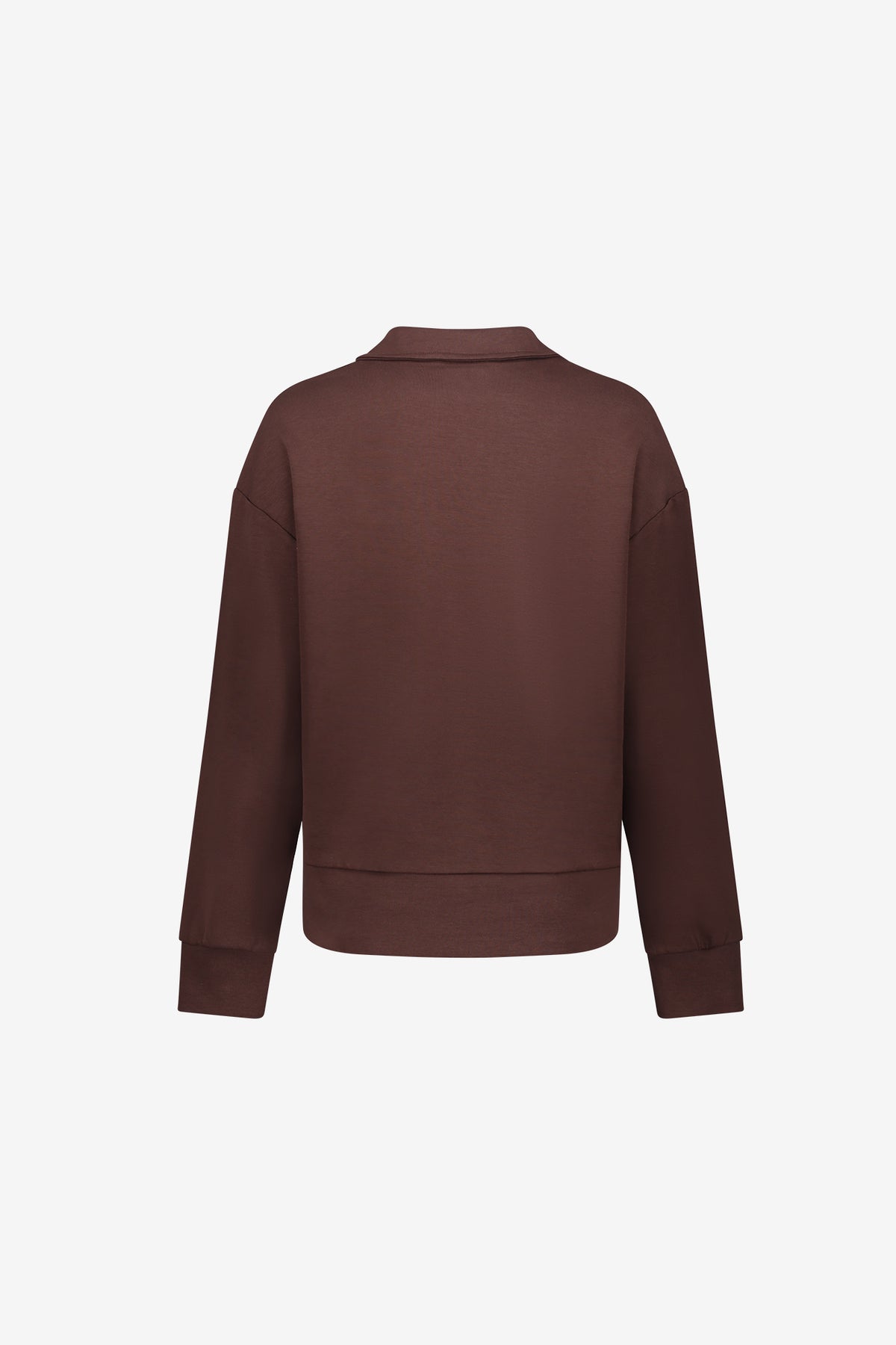 Geisha Sweatshirt mit Polokragen in Dunkelbraun