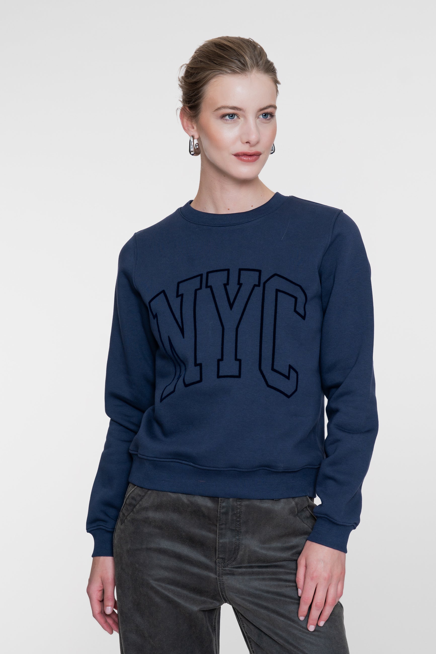 Geisha Sweatshirt mit NYC-Print in Navy