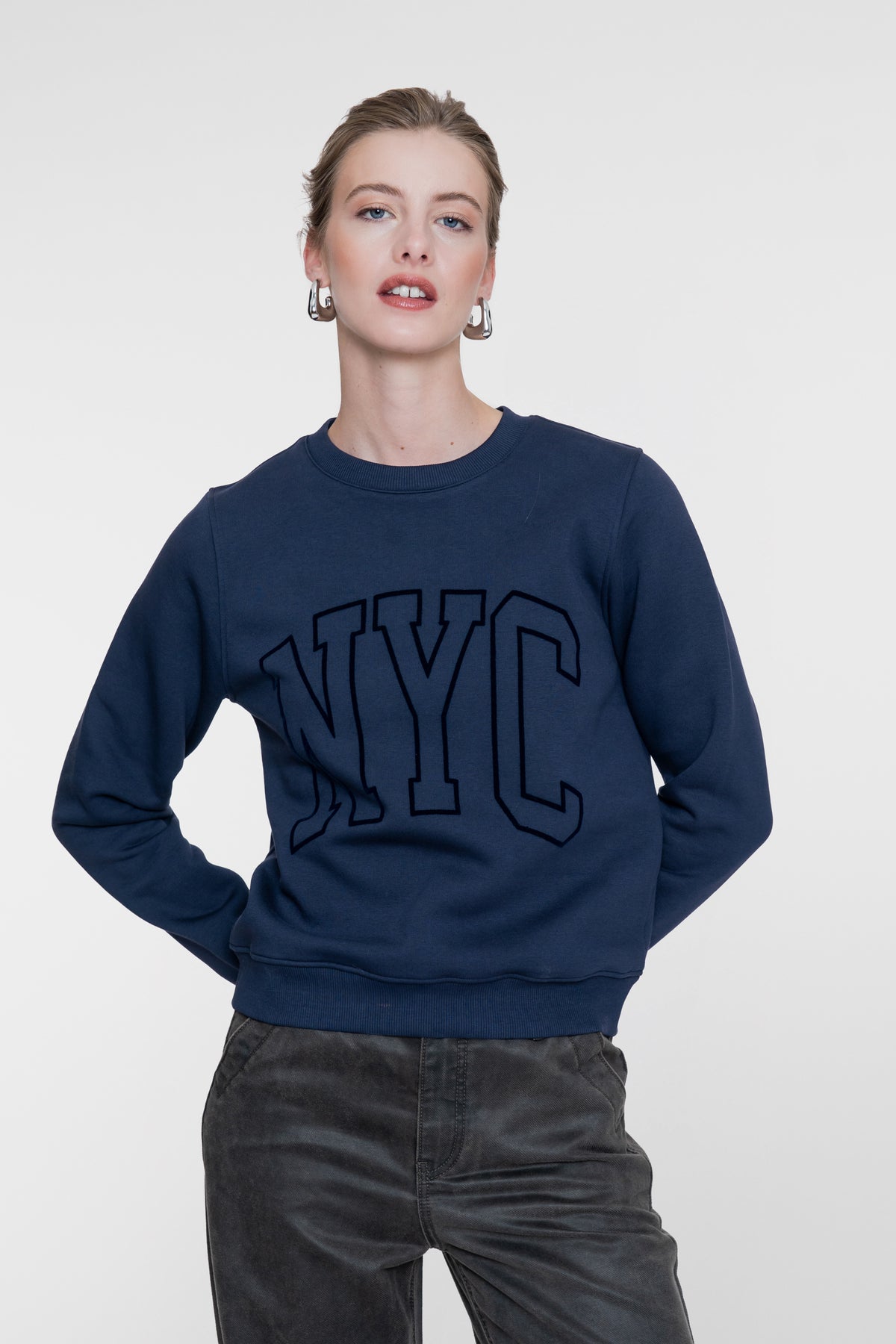 Geisha Sweatshirt mit NYC-Print in Navy