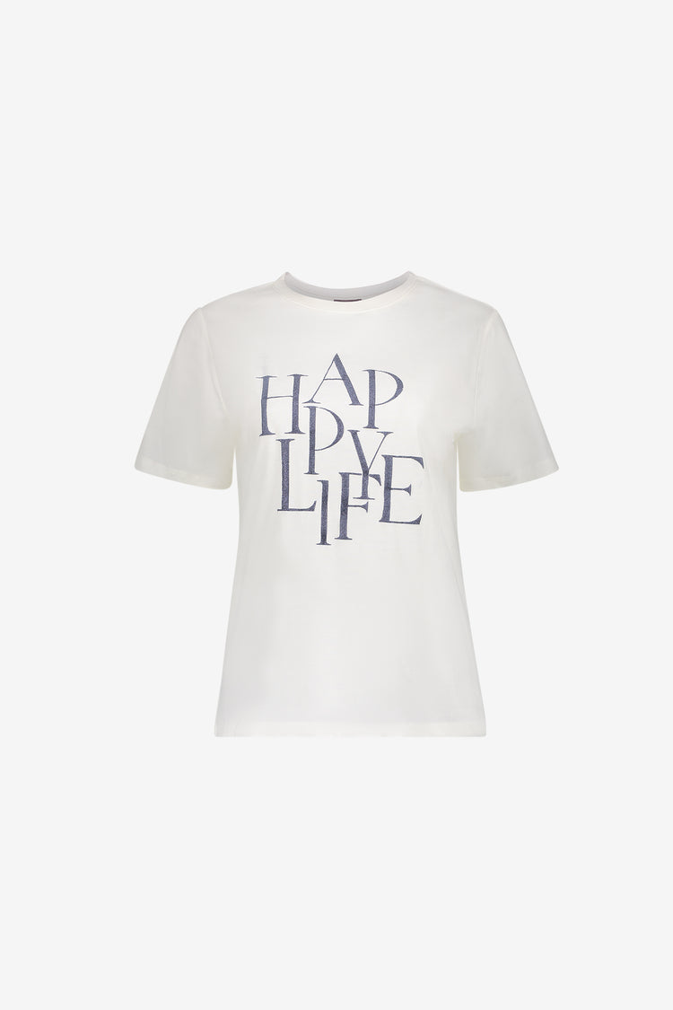 Geisha T-Shirt mit Happy-Life-Print