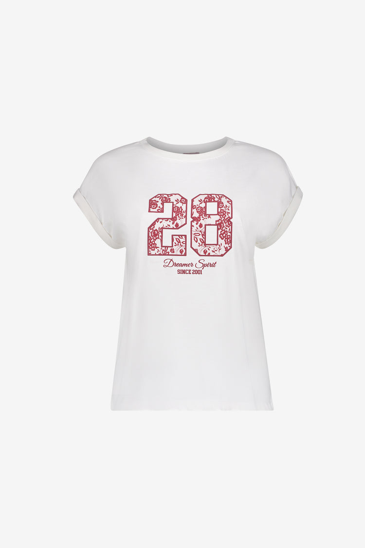Geisha T-Shirt mit „28“-Print und kurzen Ärmeln