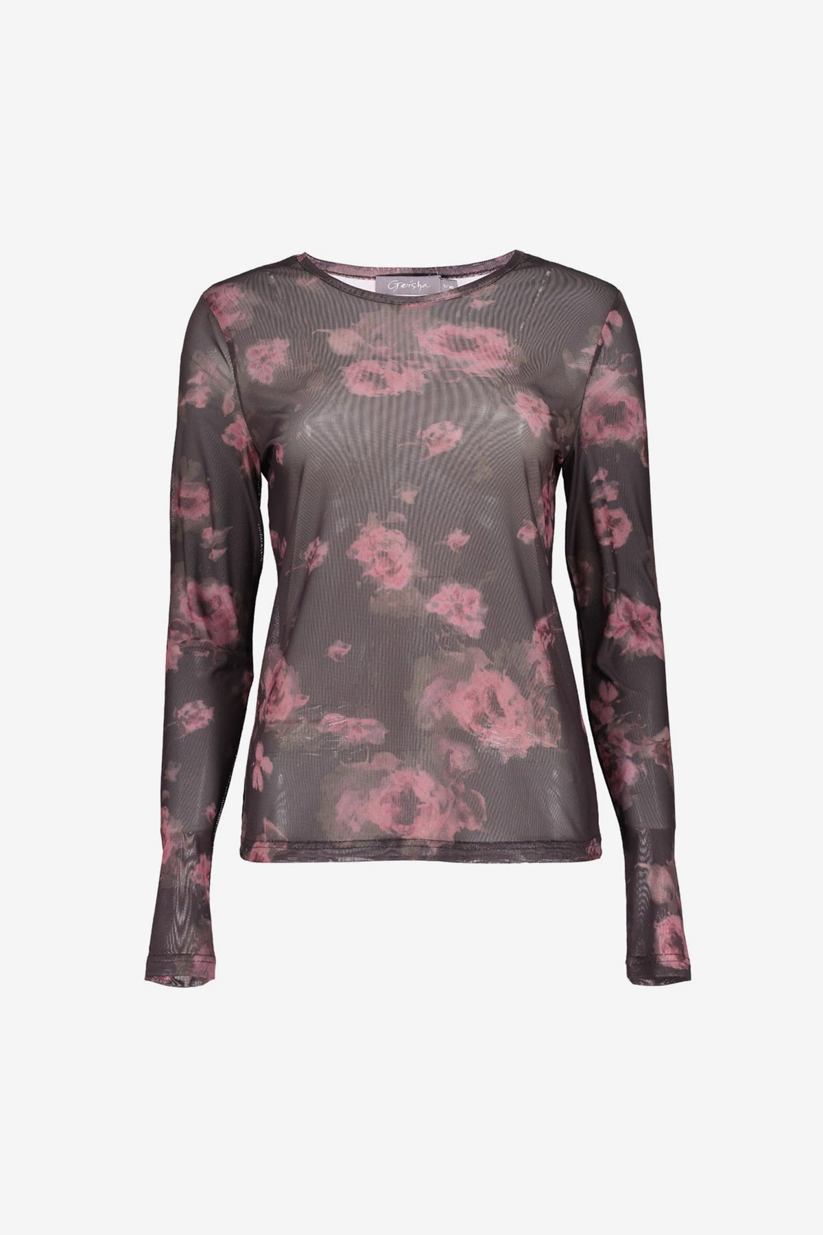 Geisha mesh top met romantische bloemenprint