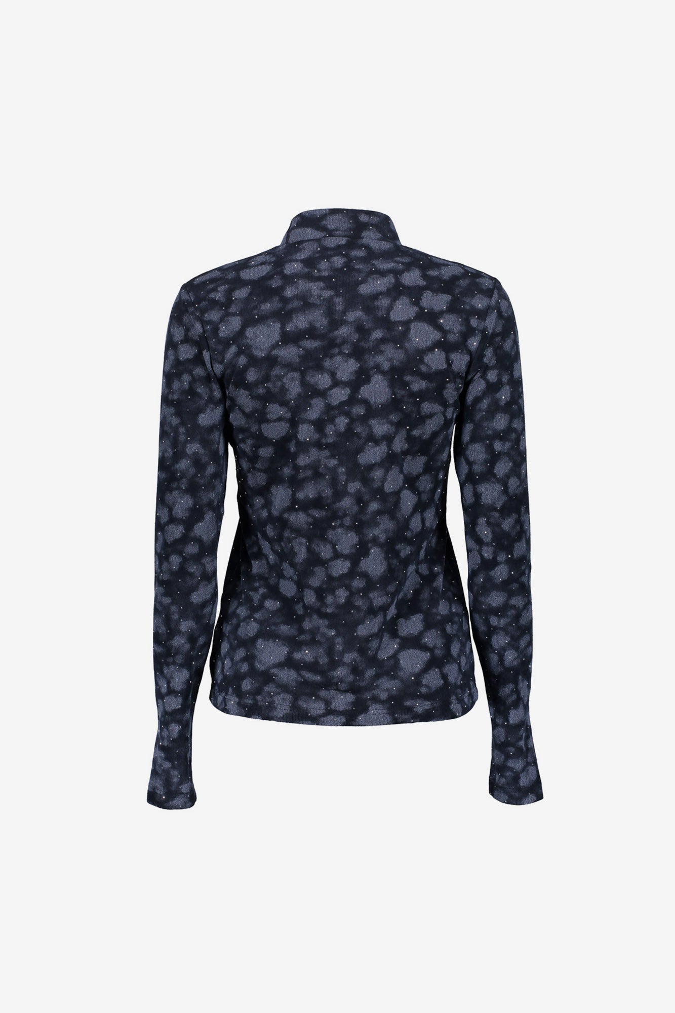 Geisha Top mit Dessin, Strasssteinen und Rollkragen