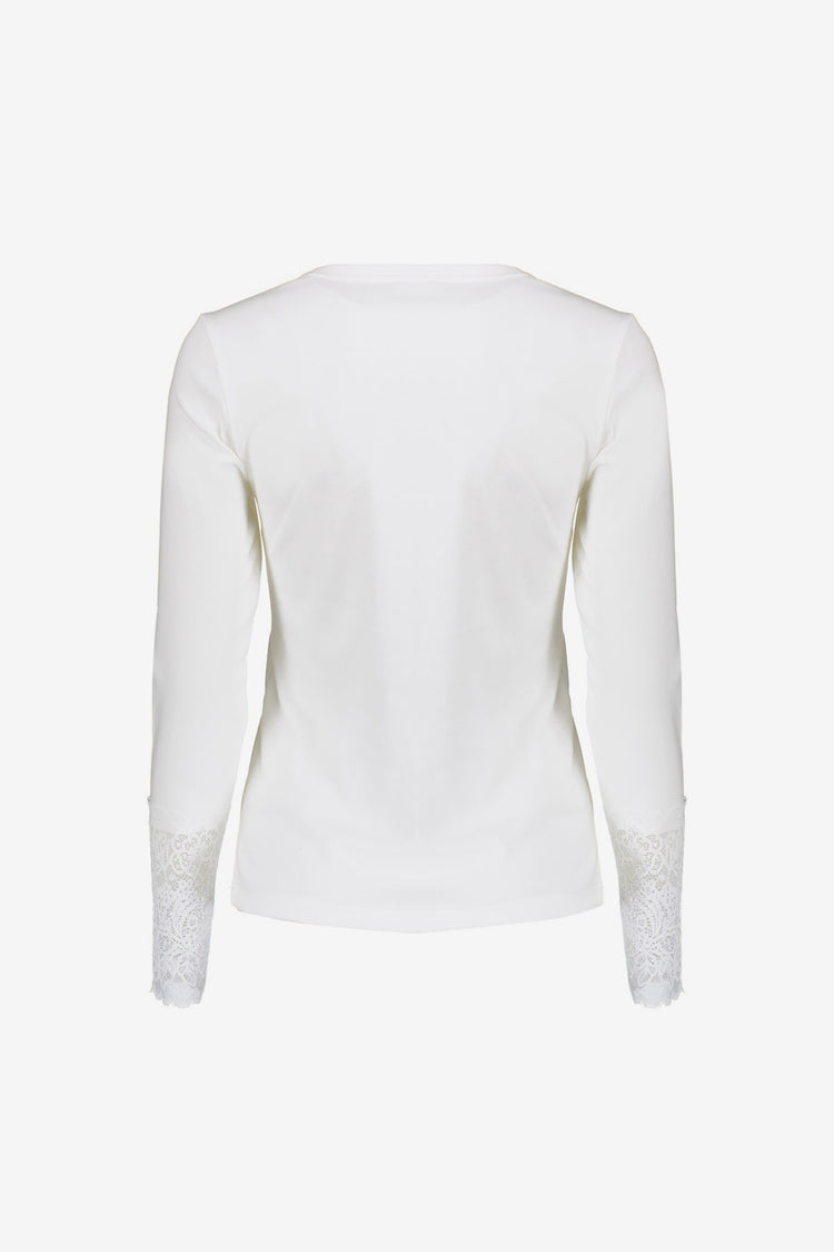 Geisha weißes T-Shirt mit Spitzendetail