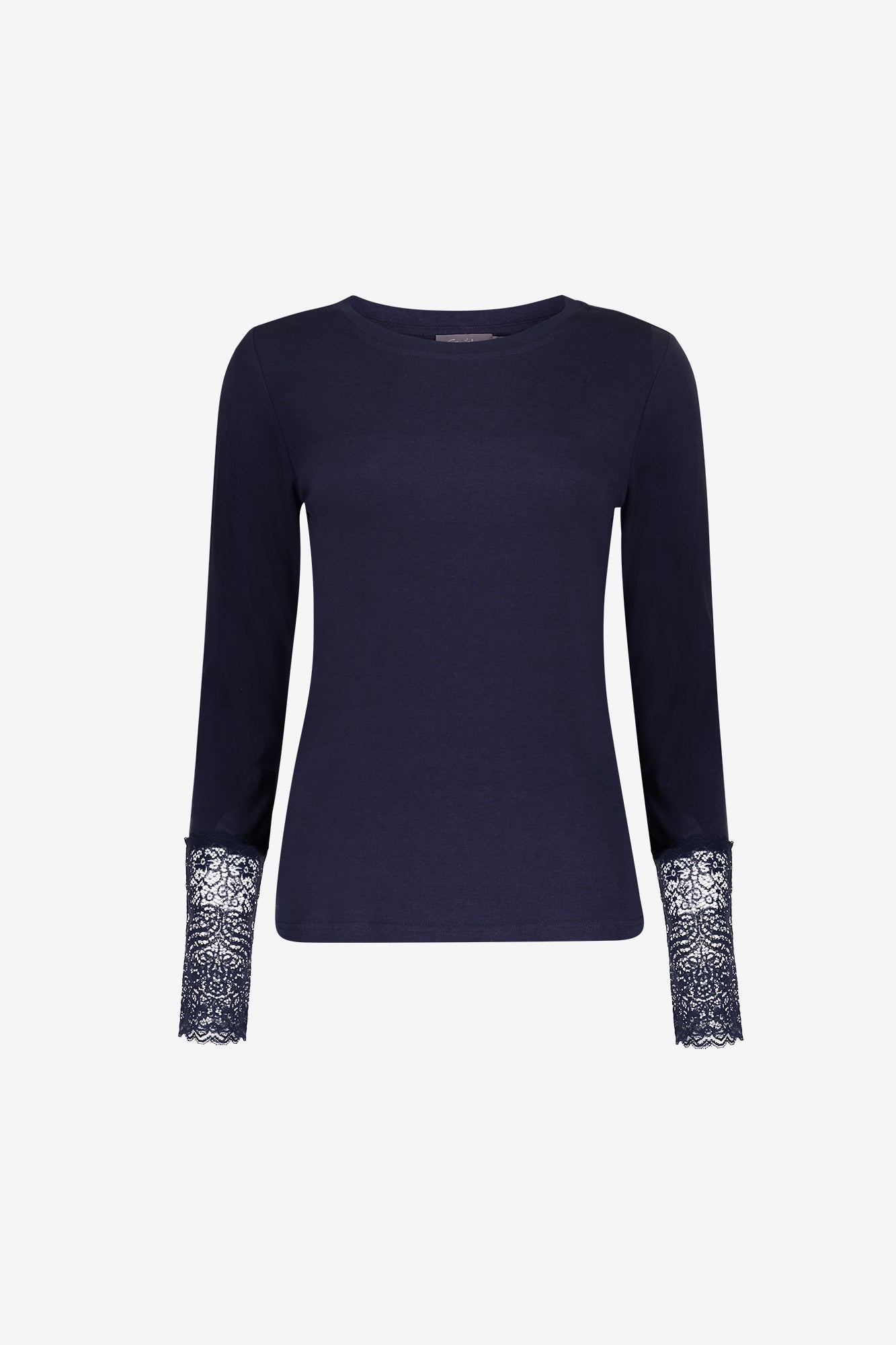 Geisha Basic-Top mit Spitzenmanschetten