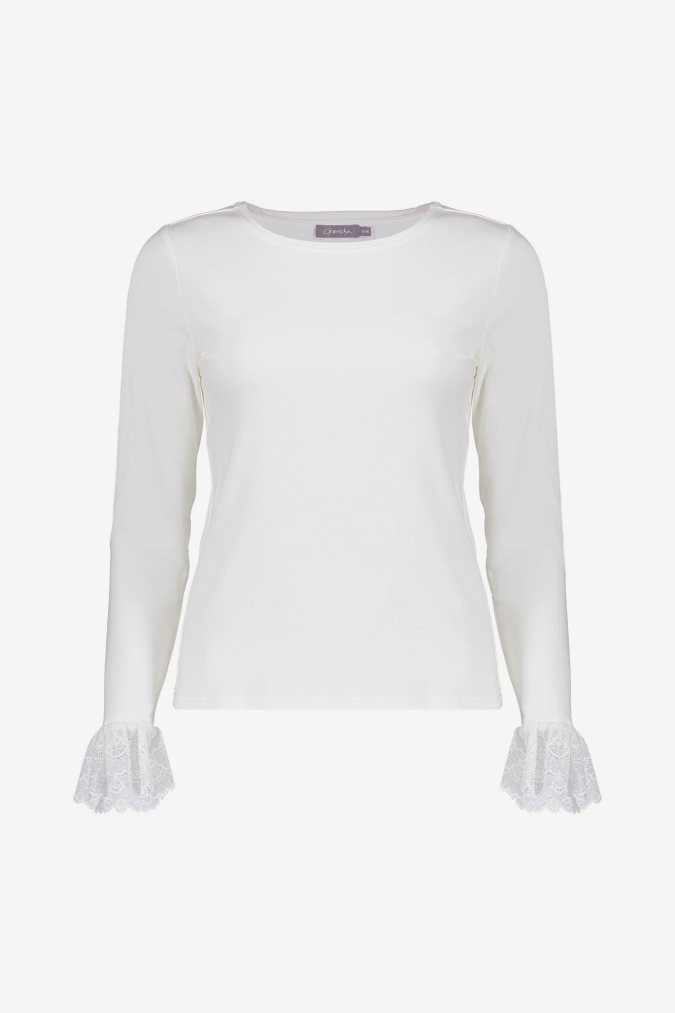 Geisha Basic-Top mit Spitzen-Volantmanschetten