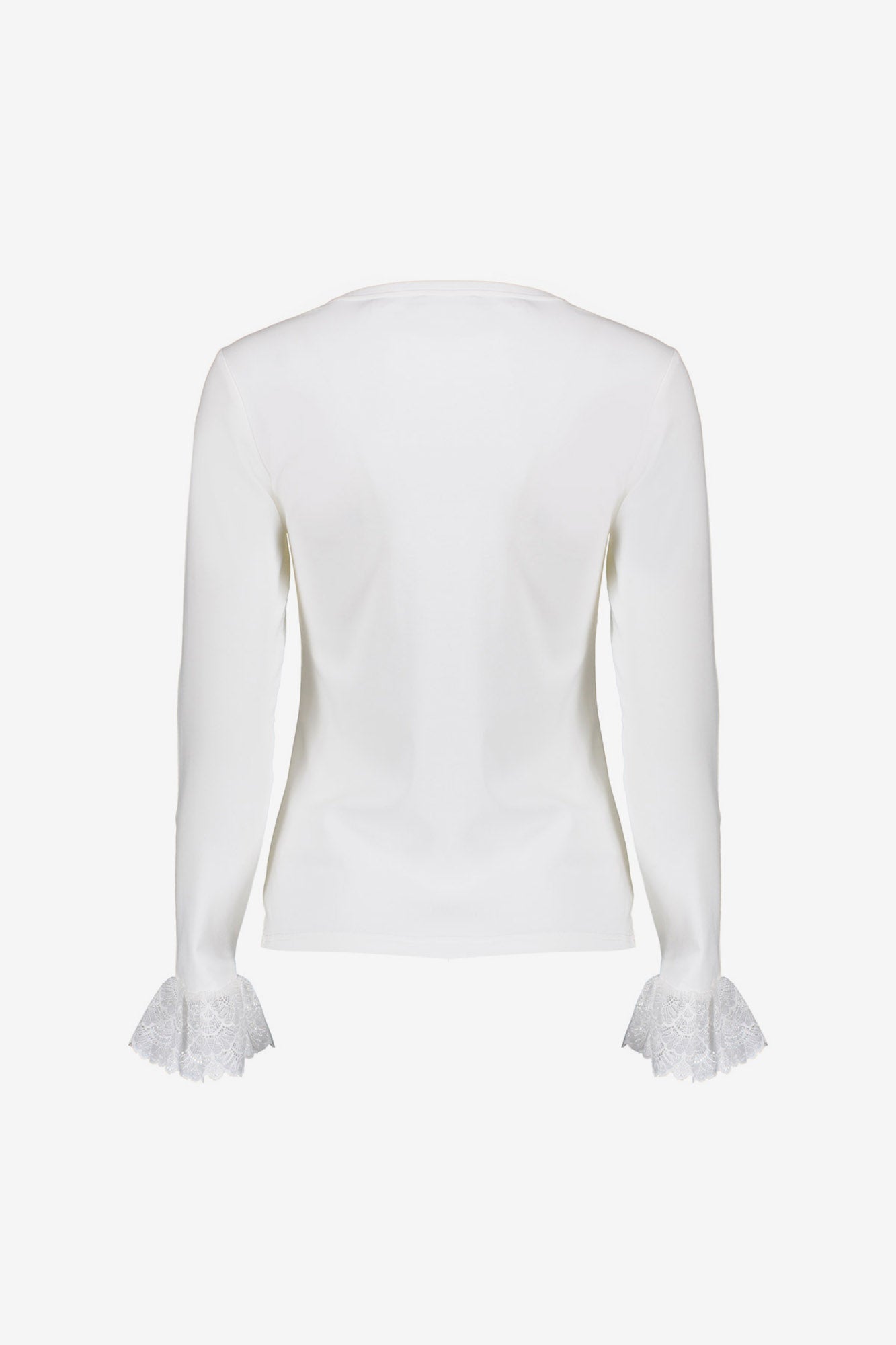 Geisha Basic-Top mit Spitzen-Volantmanschetten