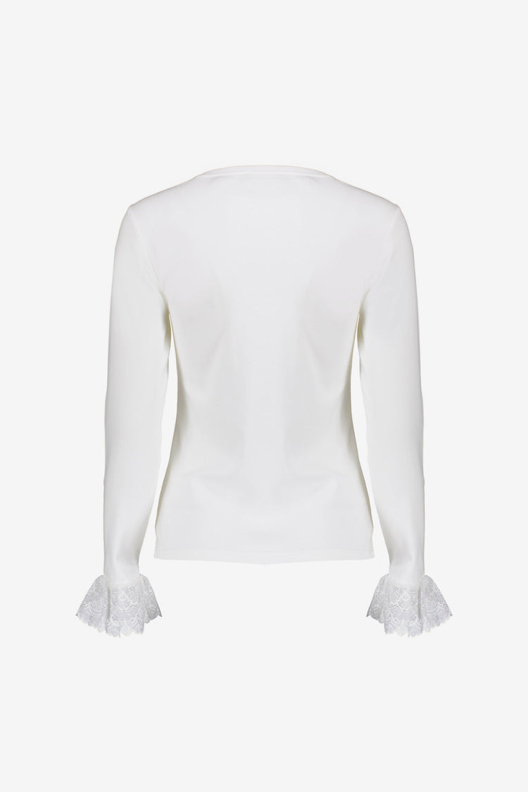 Geisha Basic-Top mit Spitzen-Volantmanschetten