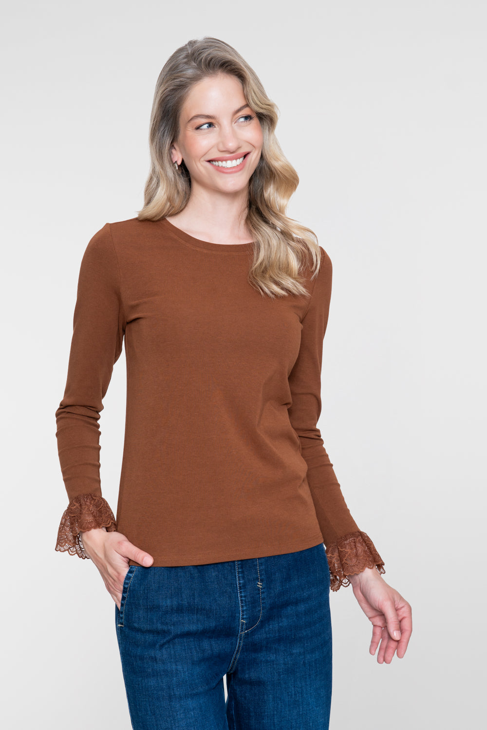 Geisha Longsleeve-Top mit Spitzenärmeln