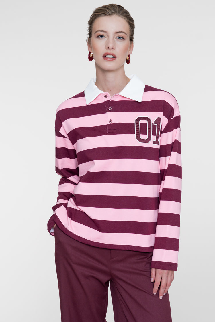 Geisha Poloshirt mit Streifen und sportlichen Details