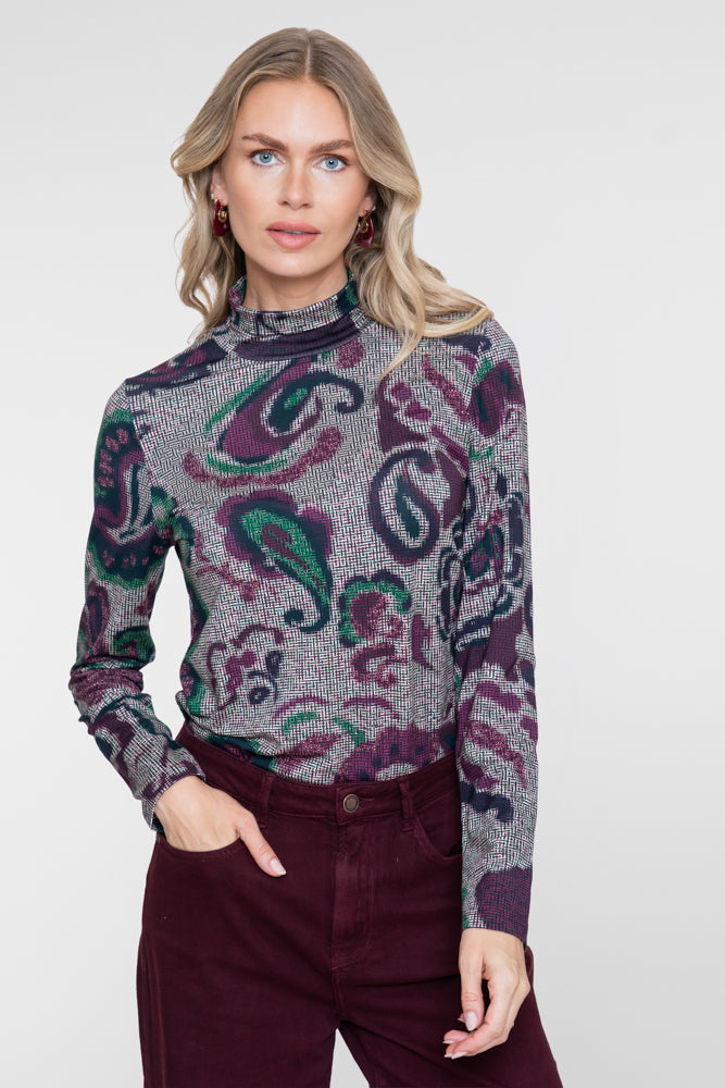 Geisha Damen Figurbetontes Top mit grafischem Paisleyprint