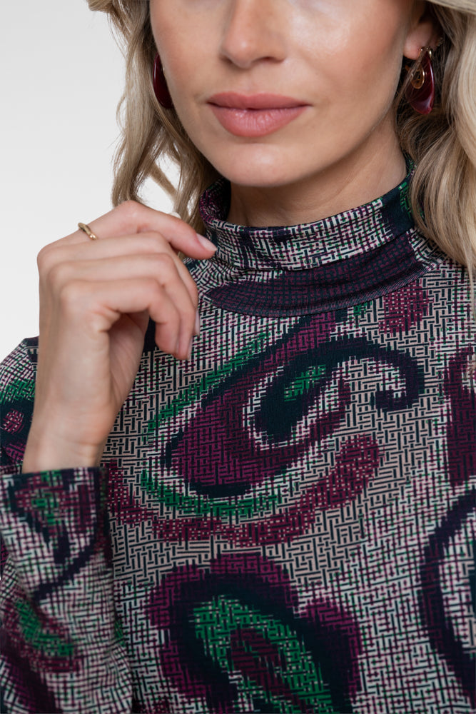 Geisha Damen Figurbetontes Top mit grafischem Paisleyprint