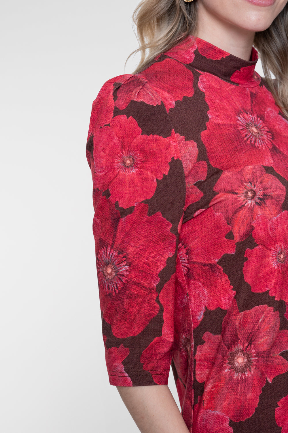 Geisha Top mit halblangen Ärmeln und Blumenprint