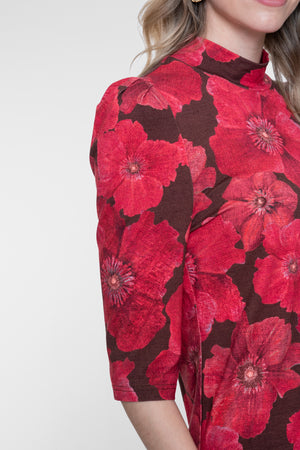 Geisha Top mit halblangen Ärmeln und Blumenprint