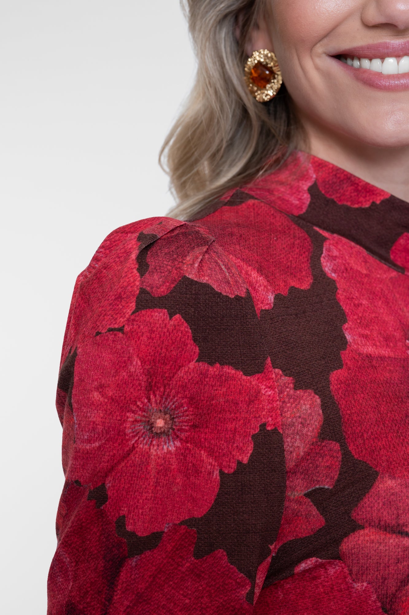 Geisha Top mit halblangen Ärmeln und Blumenprint