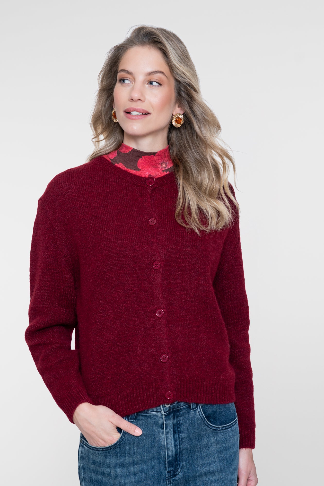 Geisha Top mit halblangen Ärmeln und Blumenprint