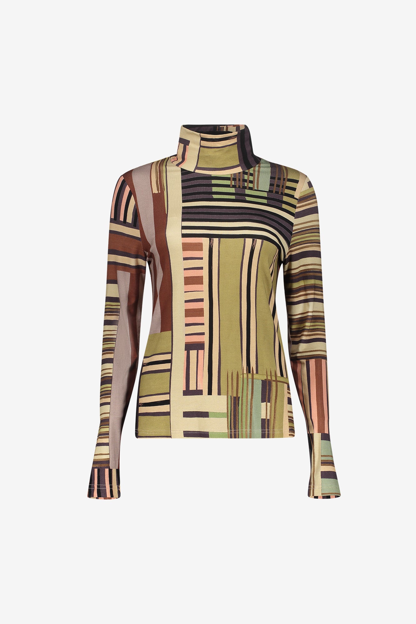 Geisha Turtleneck-Top mit Retroprint und komfortablem Stretch