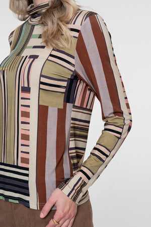 Geisha Turtleneck-Top mit Retroprint und komfortablem Stretch