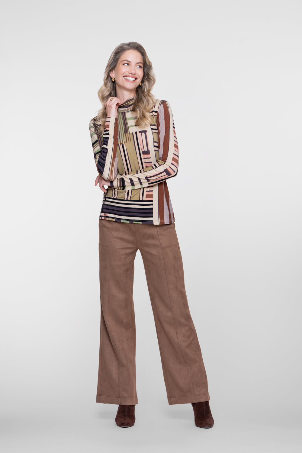 Geisha Turtleneck-Top mit Retroprint und komfortablem Stretch