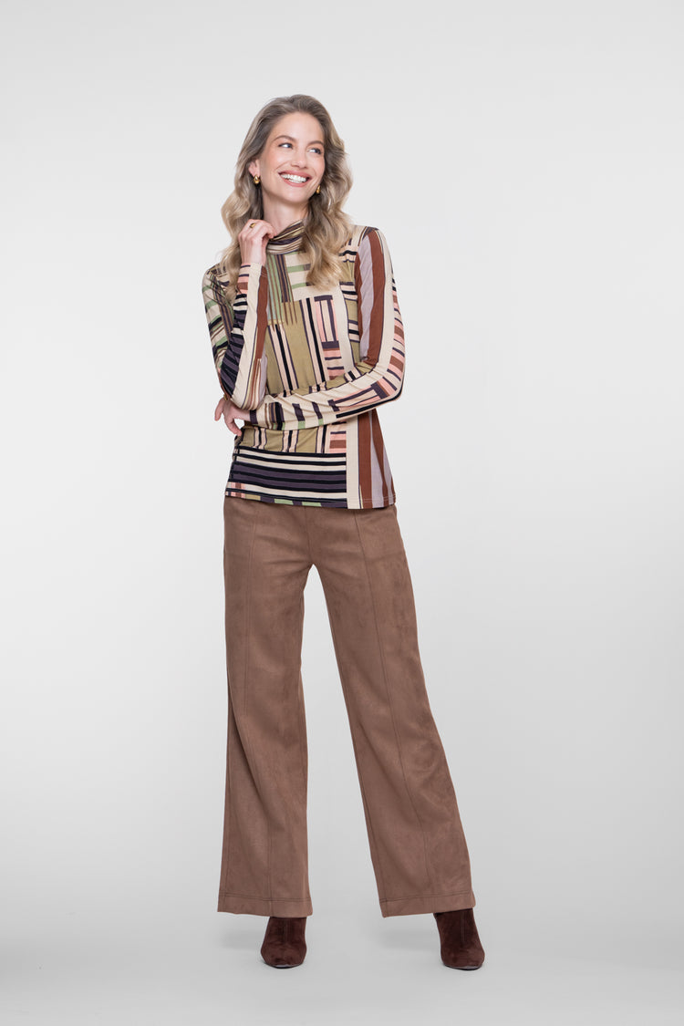 Geisha Turtleneck-Top mit Retroprint und komfortablem Stretch