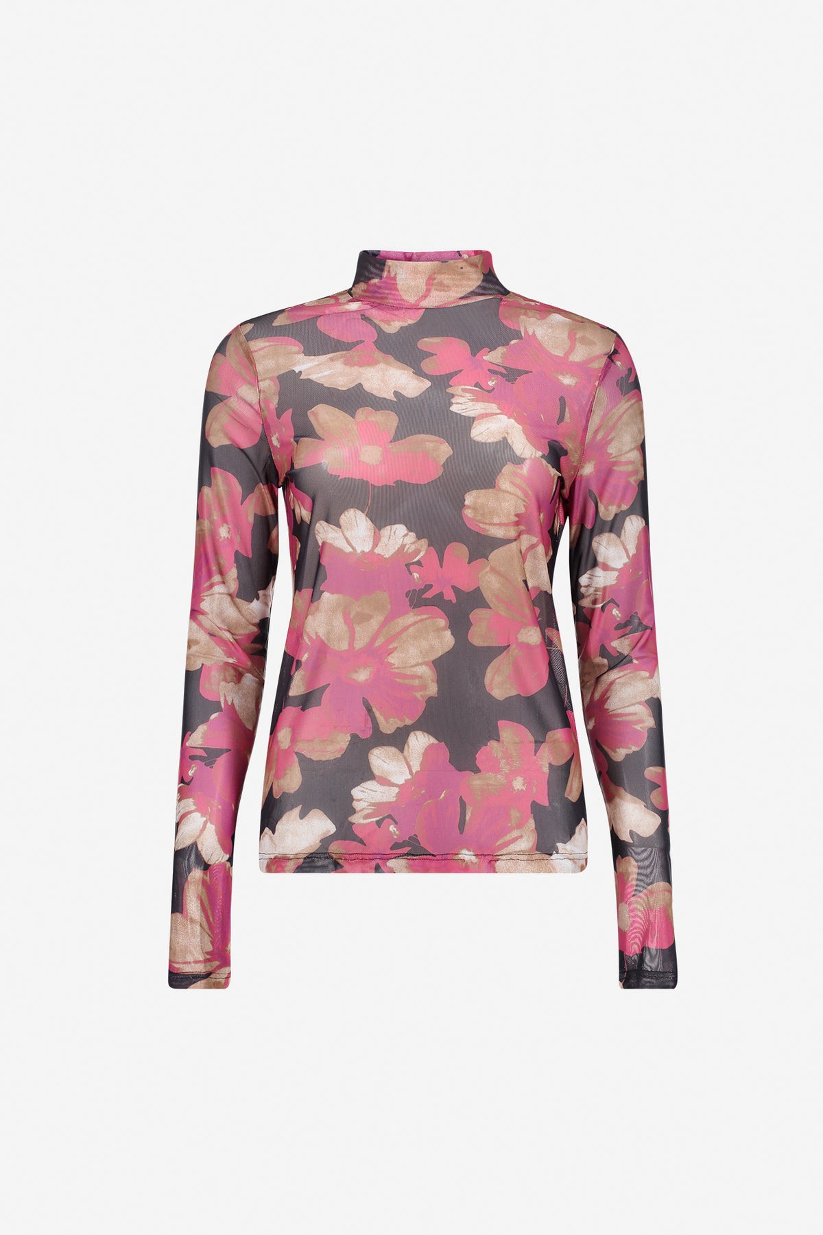 Geisha Damen Mesh-Top mit Blumenprint und Stehkragen