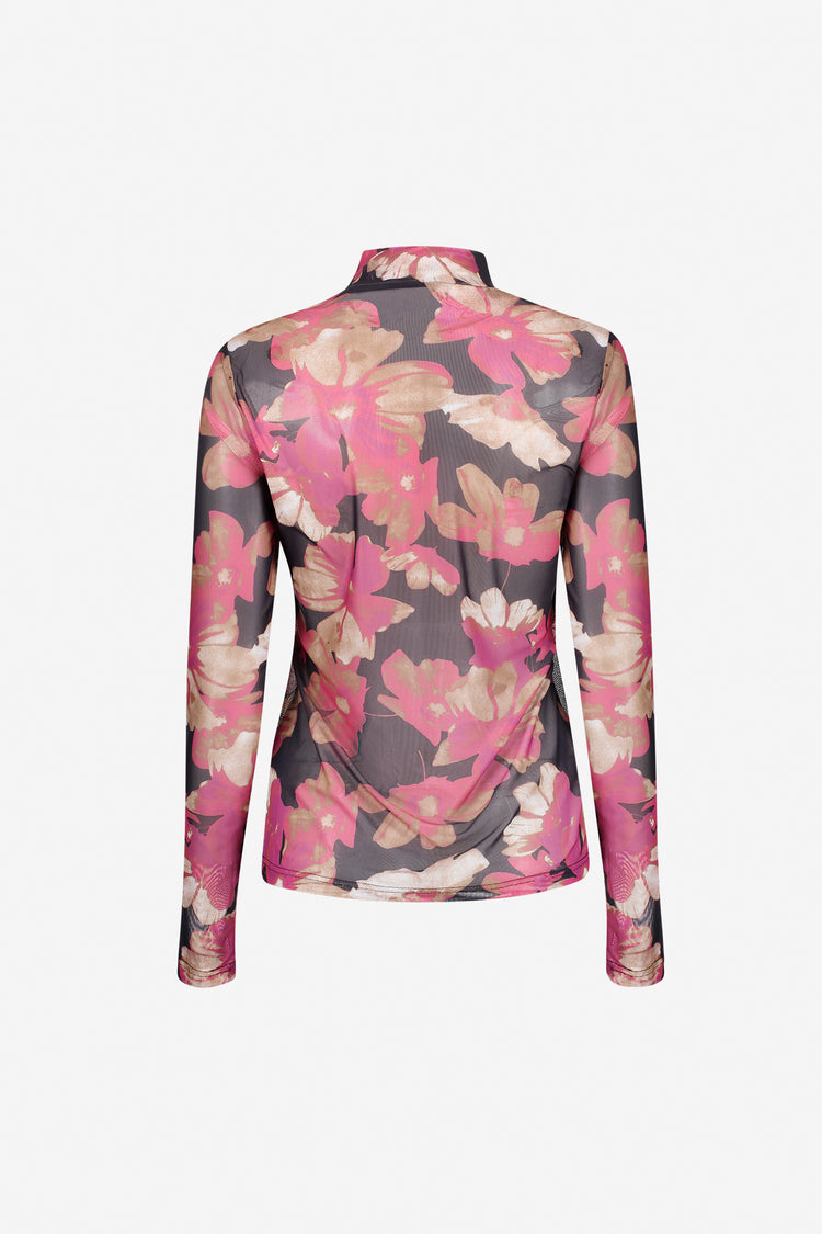 Geisha Damen Mesh-Top mit Blumenprint und Stehkragen