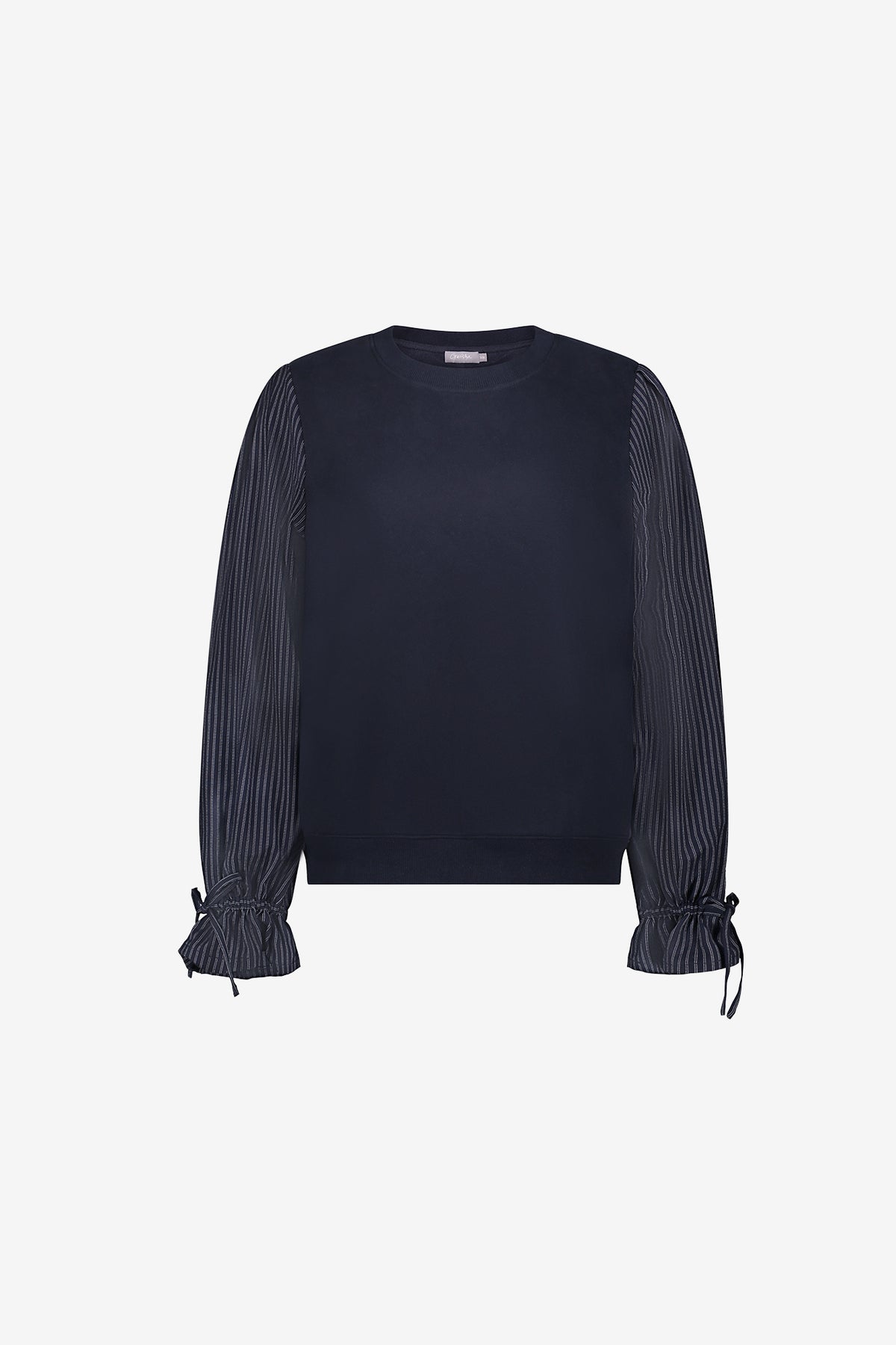 Geisha Damen Sweatshirt mit gestreiften Blusenärmeln und Rüschendetails