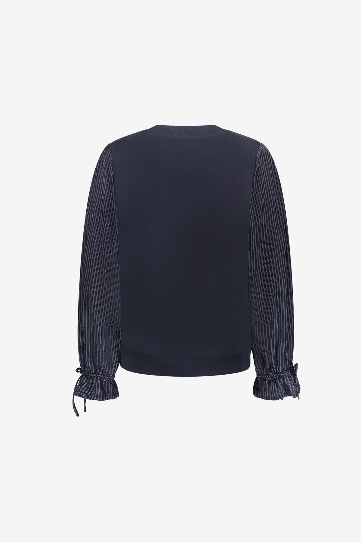 Geisha Damen Sweatshirt mit gestreiften Blusenärmeln und Rüschendetails