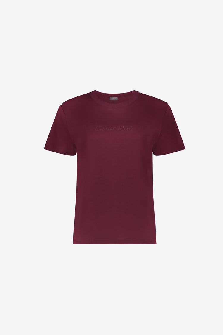 Geisha Damen T-Shirt mit gesticktem „Current Mood“-Schriftzug