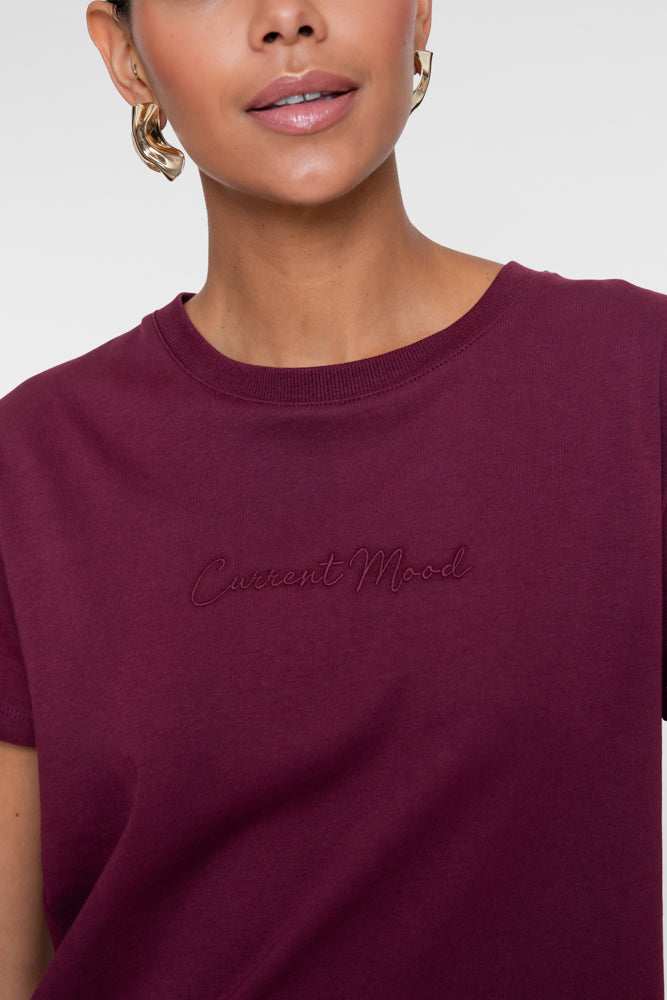 Geisha Damen T-Shirt mit gesticktem „Current Mood“-Schriftzug