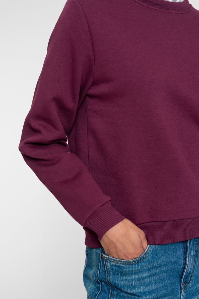 Geisha Damen Sweatshirt mit Spitzenkragen in Burgunderrot