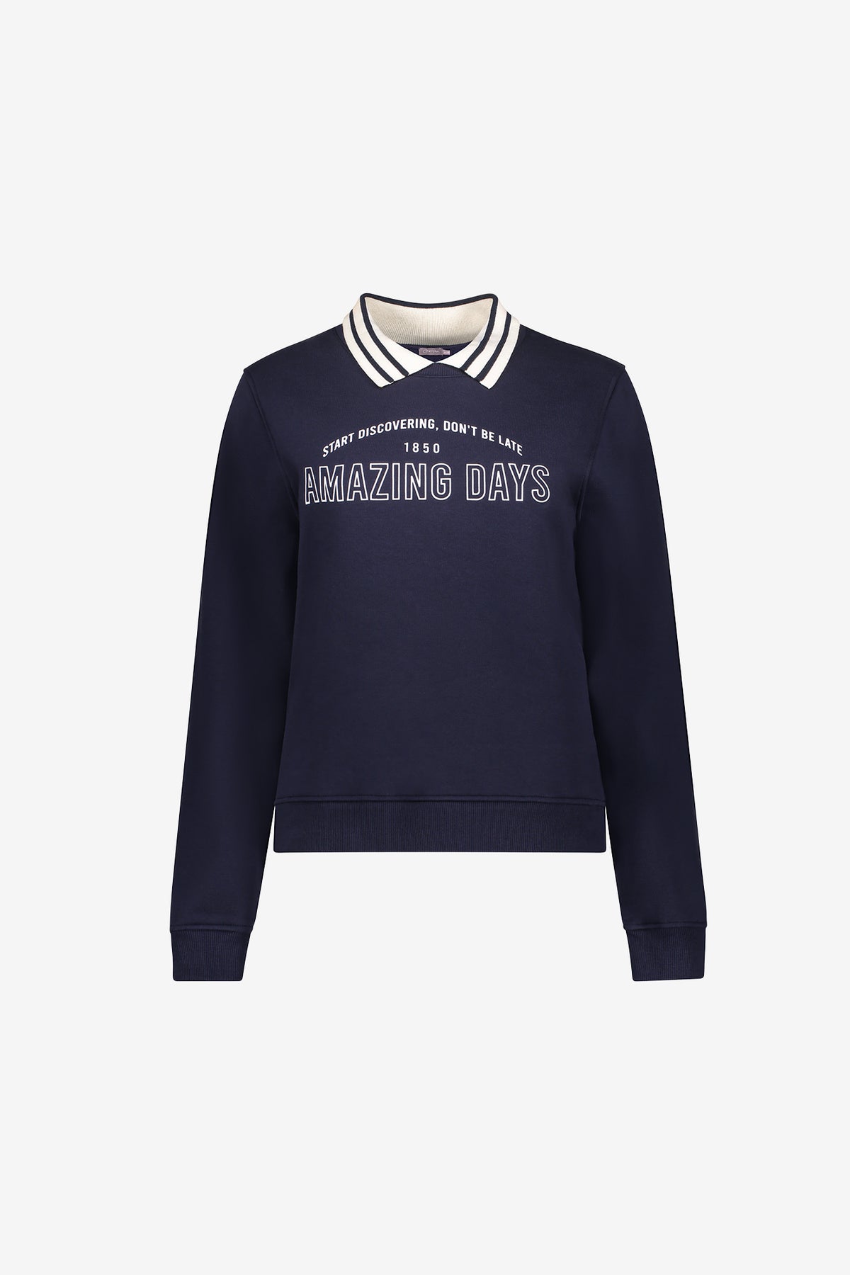 Geisha Damen Sportliches Sweatshirt mit Polokragen und Statementprint