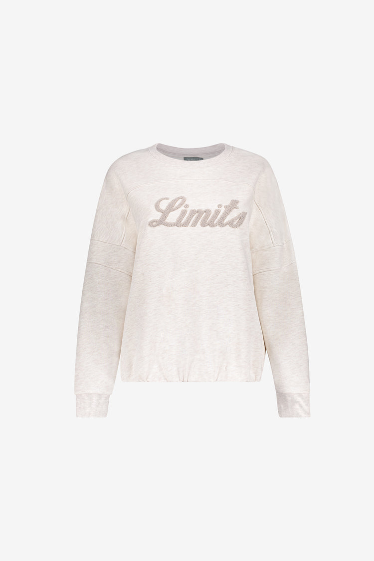 Geisha sportliches Sweatshirt mit Limits-Aufdruck und Ballonärmeln