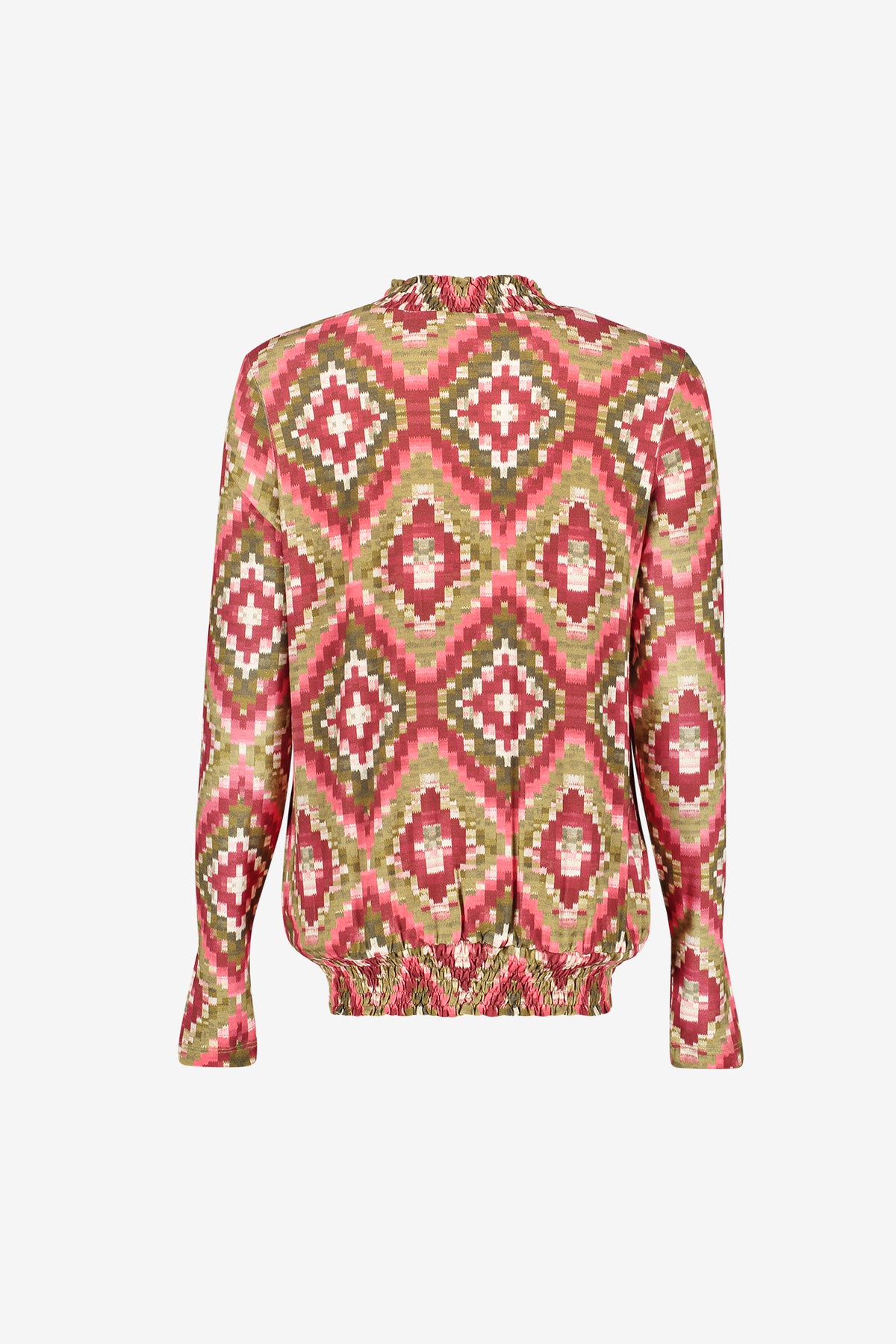 Geisha Damen Top mit grafischem Karoprint und Smokdetails
