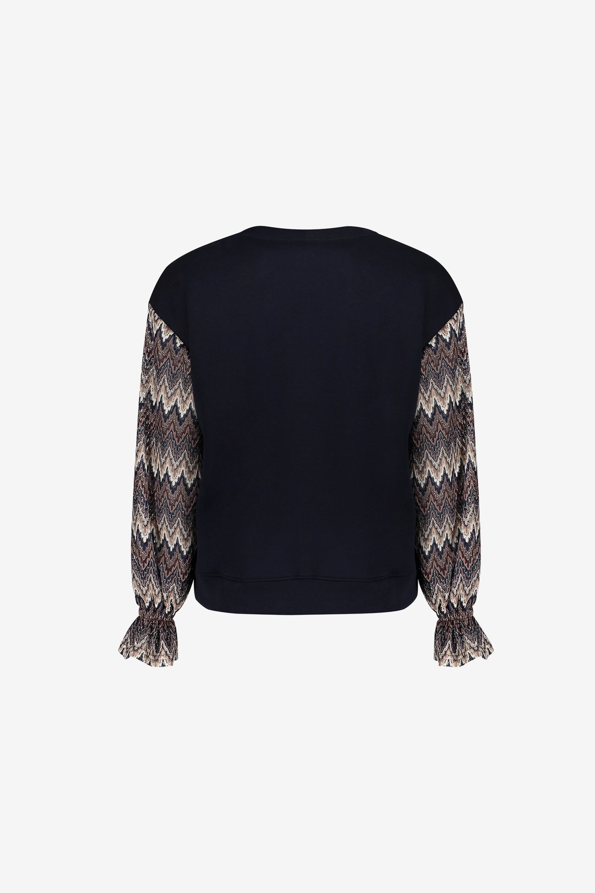 Geisha Damen Sweatshirt mit Zickzackmuster und Lurexärmeln