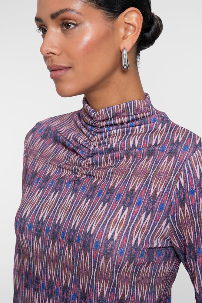 Geisha Damen Top mit grafischem Print und gerafftem Ausschnitt