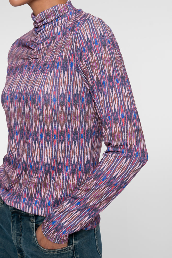 Geisha Damen Top mit grafischem Print und gerafftem Ausschnitt