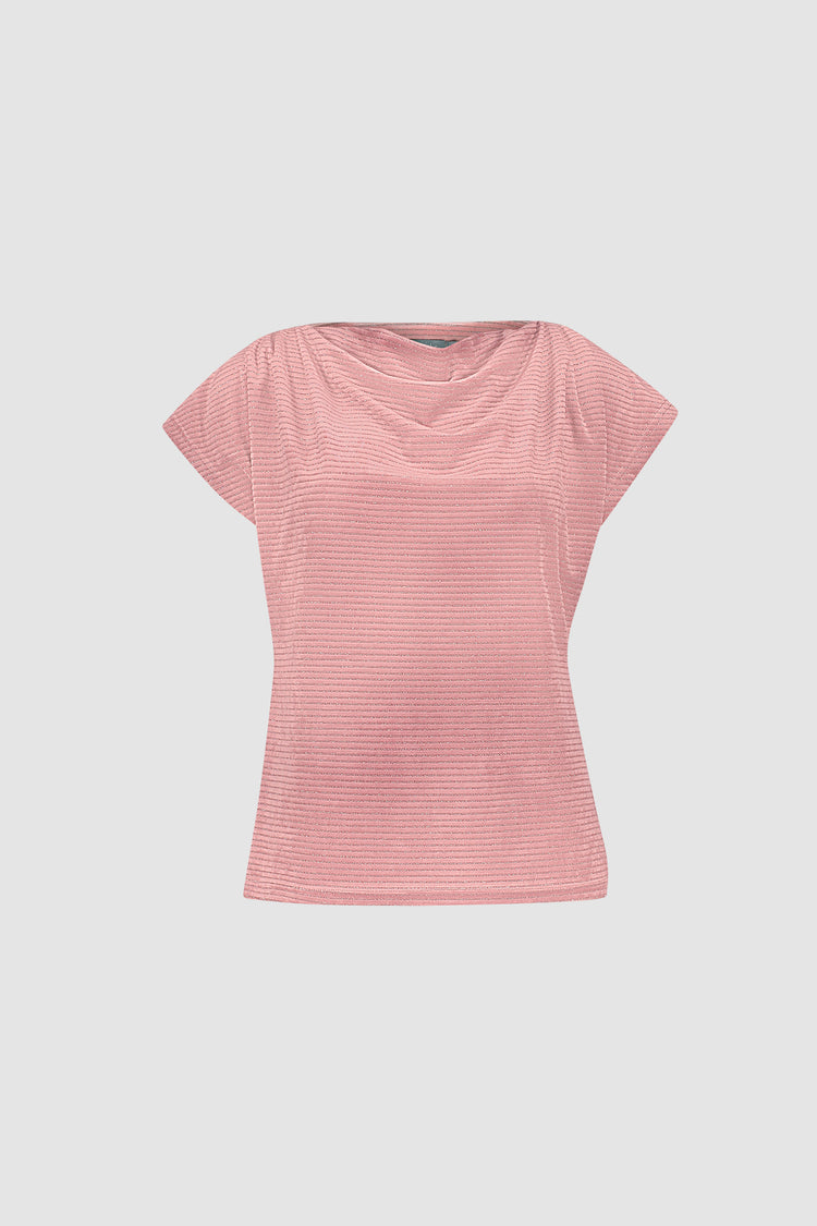 Geisha Damen Top mit Wasserfallausschnitt und Lurexstreifen